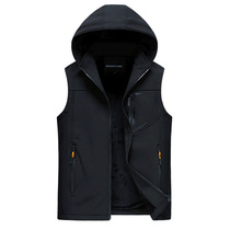 Autumn and winter outdoor charge vest men plus velvet warm vest sports jacket windproof waterproof assault jacket fishing horse clip