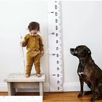 ins Nordic black and white childrens height ruler Home decoration wall sticker Wall hanging childrens photography props Cartoon height ruler