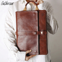 Genuine leather Large capacity Business handbag fashion versatile Macbook13 3 14 15 6 16 inch computer bag