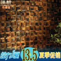 Boat wood mosaic TV background wall bar clear bar entrance tea house facade retro solid wood decoration material