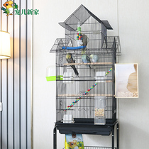 American-style house-shaped top big bird cage Parrot cage Large villa starling metal tiger skin peony Xuanfeng breeding cage