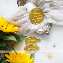 (Dinosaur and Flower)Custom wedding Agate Stone Seat card Brand name Bridesmaid Groomsman Birthday gift Ginger yellow