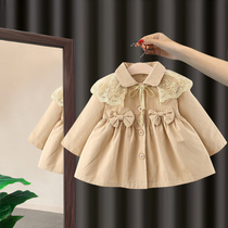 Baby windbreaker jacket female childrens long Korean autumn little girl Western style fashionable princess casual spring and autumn top