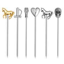 Cocktail Needle Wine Spawning Decoration Signs Stainless Steel Wine Needle Garnish Fruit Signs Cake Signs