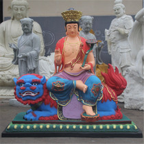 Factory direct sales of Buddha statue resin glass fiber reinforced plastic Buddha statue 1 meter 3 ancient color Manjusri Puxian Temple Manjushri Bodhisattva