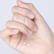 925 pure silver earline female sleeping without picking up earrings Temperament Brief Earrings Personality Flow Su Long earchain