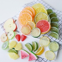 Fake fruit slice simulation Lemon Orange Slice apple strawberry Pineapple Watermelon slice fruit plate drink decoration
