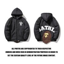 Tide brand BAP back great ape man letter hooded men's windbreaker women's cotton-padded black loose couple cotton-padded jacket coat