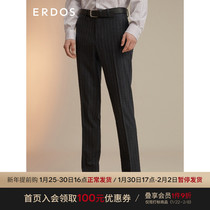 ERDOS Men's 21 Fall Winter New Slim Vertical Stripe Wool Straight Pants Business Gentleman