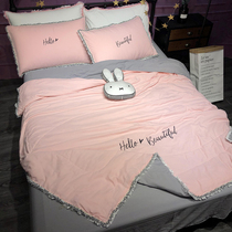 Summer air conditioning by four sets of summer adolescent girl hearts double washable cotton summer quilted by thin quilted princess wind summer cold