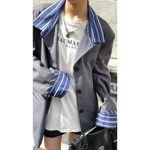 Red Man Hall suit jacket women early Autumn New 2021 design sense niche temperament casual versatile gray suit