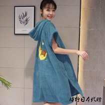 Japanese JULIPET can wear wrap towel womens summer thin bathrobe non-cotton absorbent quick-drying bath skirt bathrobe