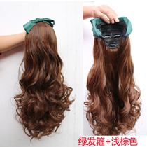 (Hair hoop type) matte one-piece long curly hair half-head wig piece can straighten the hair clip large wave thickening