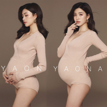 Photo studio pregnant woman Photo costume Sexy Slim knitted jumpsuit photo art photo dress pregnant woman photo at home