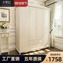 Wardrobe solid wood wardrobe sliding door European wardrobe cabinet bedroom pastoral wardrobe simple wardrobe childrens wardrobe