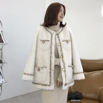 Lamb hair coat womens young cashmere coat 2021 new small fragrant wind long leather hair one fur fur