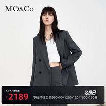 MOCO2022 spring new product double-row buckle Refute Collar Outline Shaped Suit Jacket Woman MBB1BLA020 Moanke