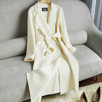 Off-white double-sided cashmere coat womens long knee 2021 new high-end anti-Season suit woolen coat
