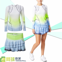 Lucky in Love womens tennis dress slim long sleeve high waist pleated skirt sports suit
