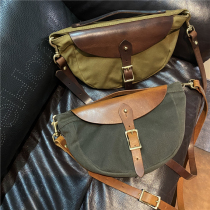 Day Style Personality Canvas with Bull Leather Pouch for men and women Young neutral single shoulder bag Locomotive Bag Tide Version Slanted Satchel