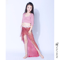 Gorgeous solo show spring and summer belly dance childrens dance dress practice suit Girls sequined long dress performance childrens clothing set