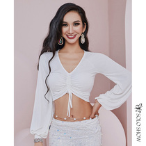  Gorgeous solo show spring and summer new belly dance practice clothes sexy tops oriental dance beginner long-sleeved clothing women