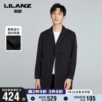 Lilanz official windbreaker mens cotton medium-long style Port wind lapel open line design texture jacquard handsome windbreaker men