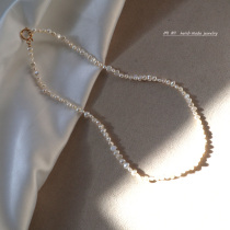Hand-made American 14K gold Baroque natural shaped pearl choker neck chain necklace choker does not fade