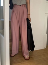 SPRING MONEY 2022 Advanced pink broadlegged Western pants Female Korean version loose Lean Casual Tug Western Pants
