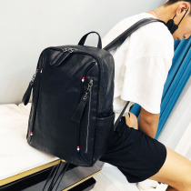 2021 new double shoulder bag mens leisure computer bag large capacity bag soft leather tide card fashion mens backpack 16290