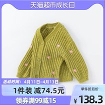 () Davibella girl knit cardiovert spring dress 2022 new childrens jacket children clothing children sweaters