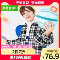 Balabala Boys Shirt Childrens Shirt Long Sleeve Autumn 2021 New Tong Childrens Wear Plaid Fashion Tide