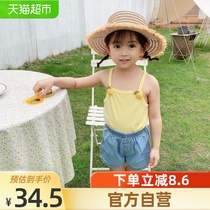 (Single piece)Kiki Miaomiao female baby camisole summer solid color childrens sleeveless clothes breathable summer