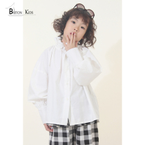  └Buton Kids┐Top Student Lace Collar Girls Long-sleeved white cotton Shirt Lace collar Parent-child