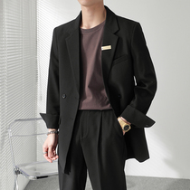 Temperament autumn high-end casual suit mens suit handsome micro loose Korean double-breasted small suit tide British