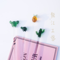 Hand-made pineapple cactus glass mixing stick High temperature bartending stick Coffee milk powder mixer