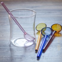 Breakfast heat-resistant porridge soup spoon Small glass spoon Ice powder sugar spoon Milk powder spoon spoon Solid color tableware