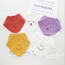 Nordic newborn gauze triangle towel cartoon expression cotton baby saliva towel baby water absorbent breathable bib