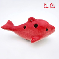 Cartoon little dolphin Ocarina childrens beginner 6 holes alto C tune mini small musical instrument Music enlightenment toys have textbooks