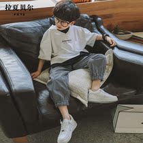 Lasciabel boy clothing boys summer suit 2022 new children Two sets printed casual summer clothes handsome tide