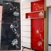 Customized film and television Wall Art paint glass TV background wall back paint living room tempered desktop black background white flowers and beauty