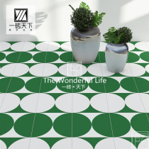 Nordic green hipster semicircular tiles balcony courtyard non-slip floor tiles toilet kitchen bathroom wall tiles