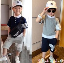 2022 New Tide Brands TB Boy Bottling Boy POLO Shirt Short Sleeve T-shirt Pure Cotton Shorts Male And Female Children Suit Summer Dress