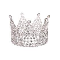 Luxury Full Crown Clear Rhinestone Crystal Silver Ti
