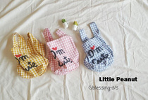 Self-made washed pure cotton candy Fruit color plaid letters printed small packets of small fresh handbag children accessories