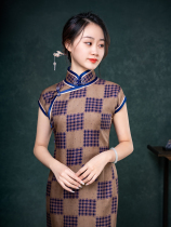 Old things ancient Chinese cheongsam no province slim fit flat rotator sleeve 25 m silk twill silk fragrant cloud yarn daily summer