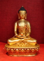 Nepal imports 22 cm handmade red copper-gold workmanship Amitaba Buddha Bronze Ware Pendulum