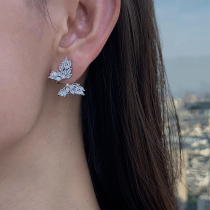 BOONEE ◆ 2021 Summer flash diamond butterfly flying earrings simple s925 silver needle temperament earrings female