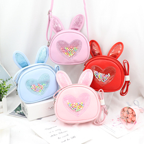 2021 summer new little girl messenger bag childrens shoulder rabbit ears fashion cute cartoon coin bag