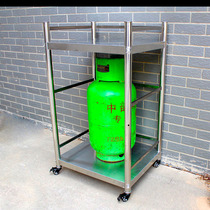 Stainless steel kitchen rack second floor 100 high guardrail with wheel stand trolley gas tank rack